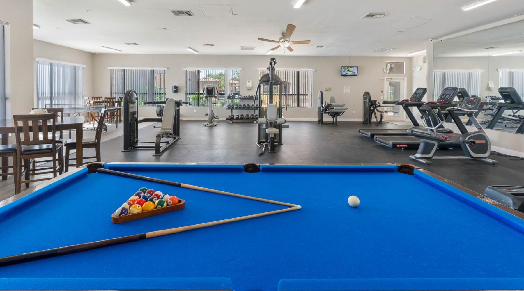 a pool table in a room