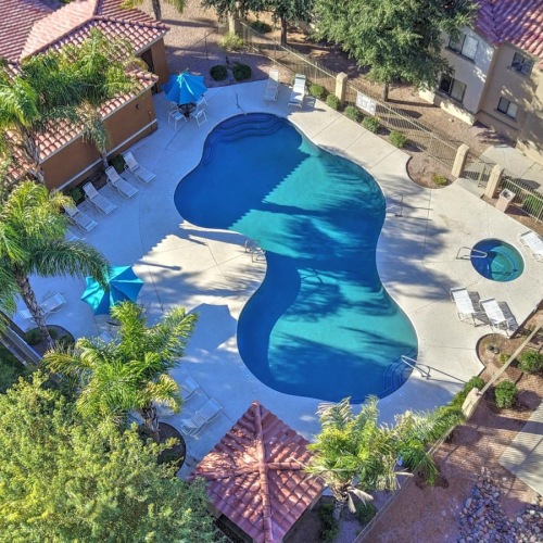 a bird's eye view of a backyard